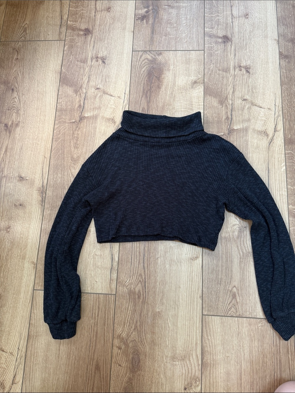 Black Cropped Turtleneck Sweater - Women